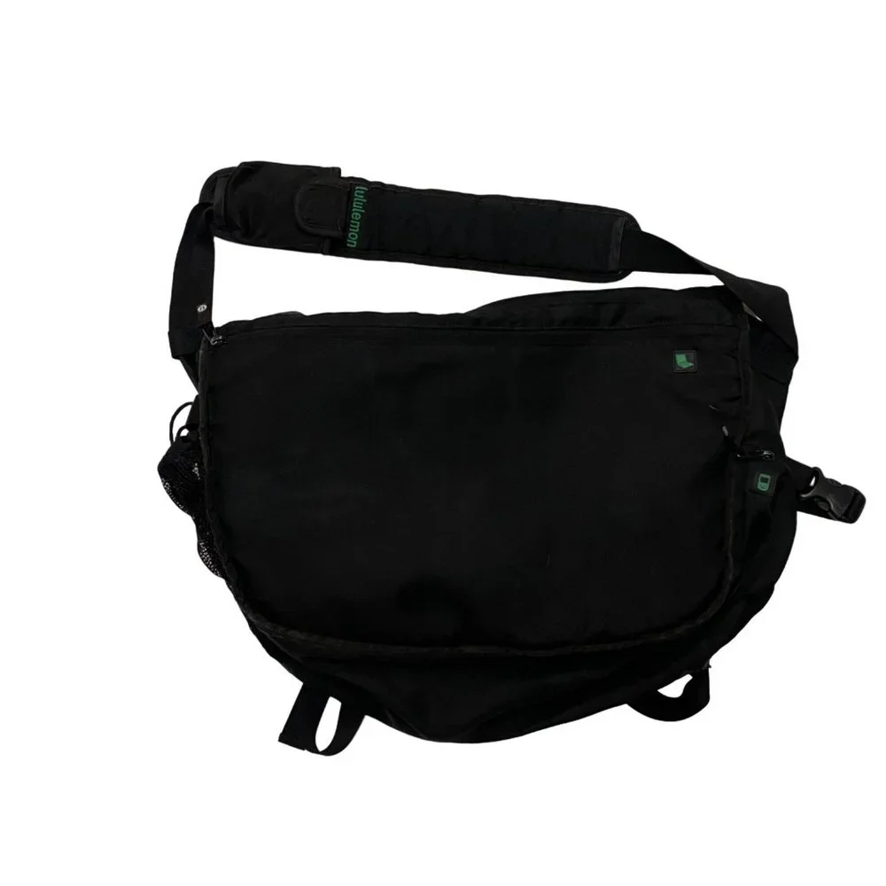 Lululemon Crossbody Messenger Bag Gray Green Black 19